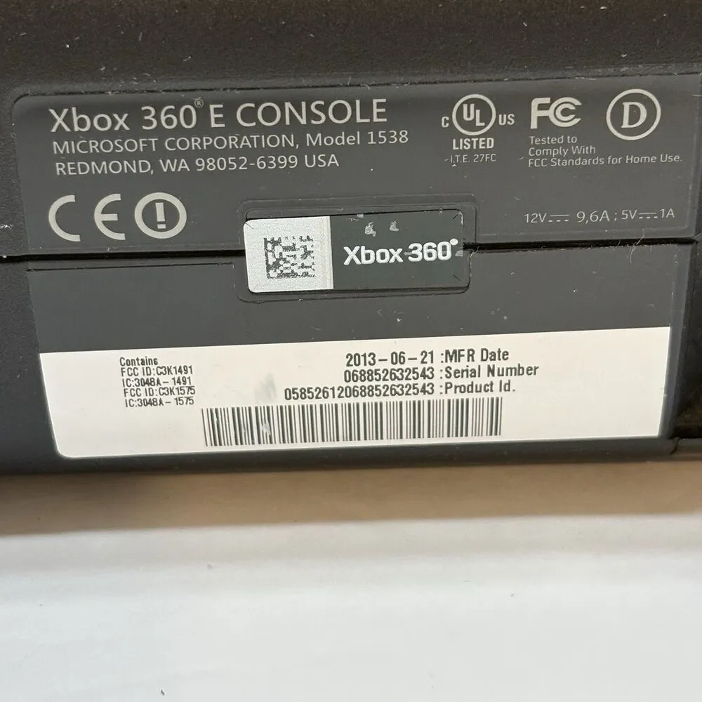 Xbox 360 E Console Model 1538 External Hard Drive And Wireless Controller